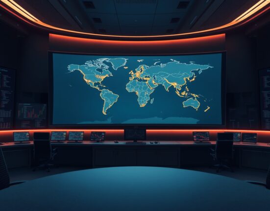 Global financial command center map highlighting key macroeconomic events for March 2025.