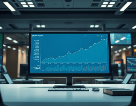 Economic data dashboard showing the March Nonfarm Payrolls chart and Federal Reserve policy analysis.