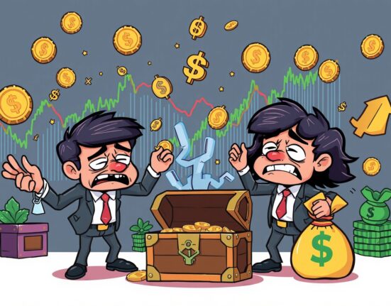 Cartoon market maker liquidity crisis showing distressed traders with empty funds during cryptocurrency downturn