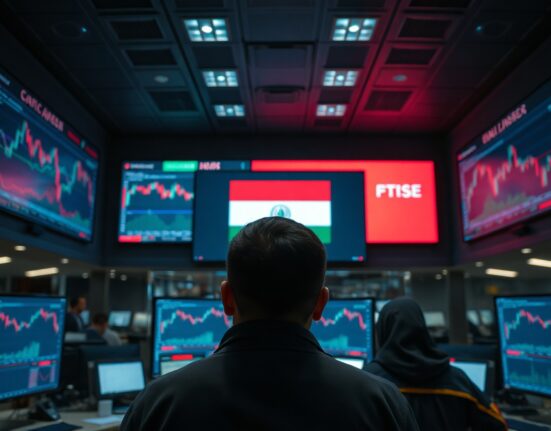 Trading screens showing market charts amid geopolitical uncertainty