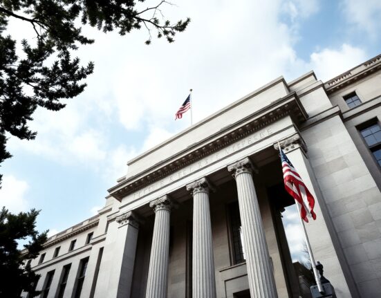 Federal Reserve building in Washington, D.C., under clear sky