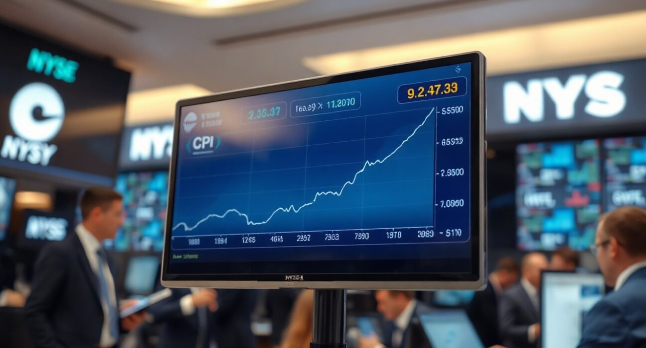 Financial trading screens displaying CPI inflation chart and market data