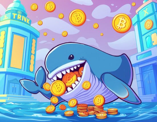 Giant whale carrying Bitcoin in massive cryptocurrency transfer between digital institutions