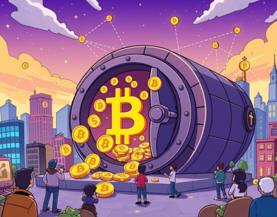 Massive Bitcoin withdrawal from digital vault showing cryptocurrency movement and market impact