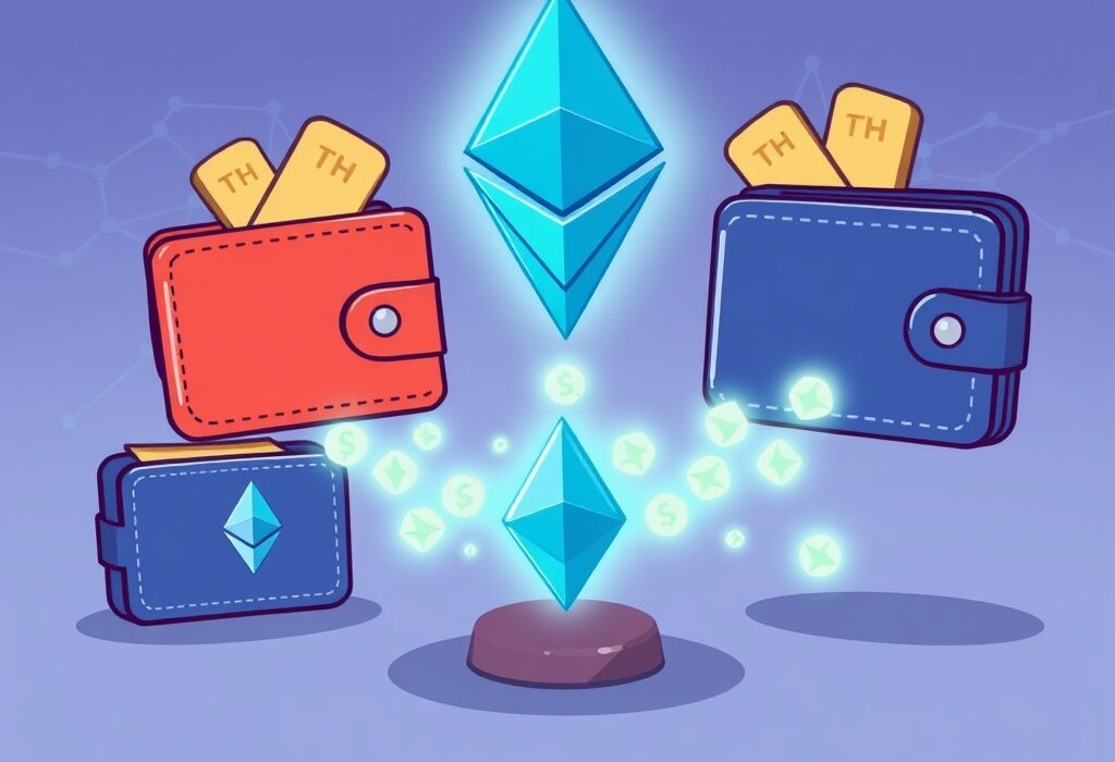 Cartoon illustration showing a significant ETH withdrawal from FalconX, symbolizing large Ethereum movements.