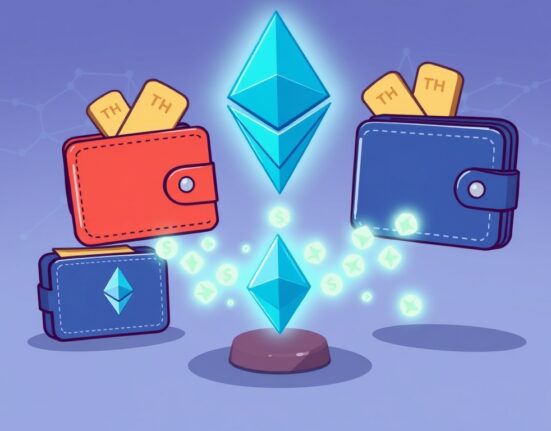 Cartoon illustration showing a significant ETH withdrawal from FalconX, symbolizing large Ethereum movements.