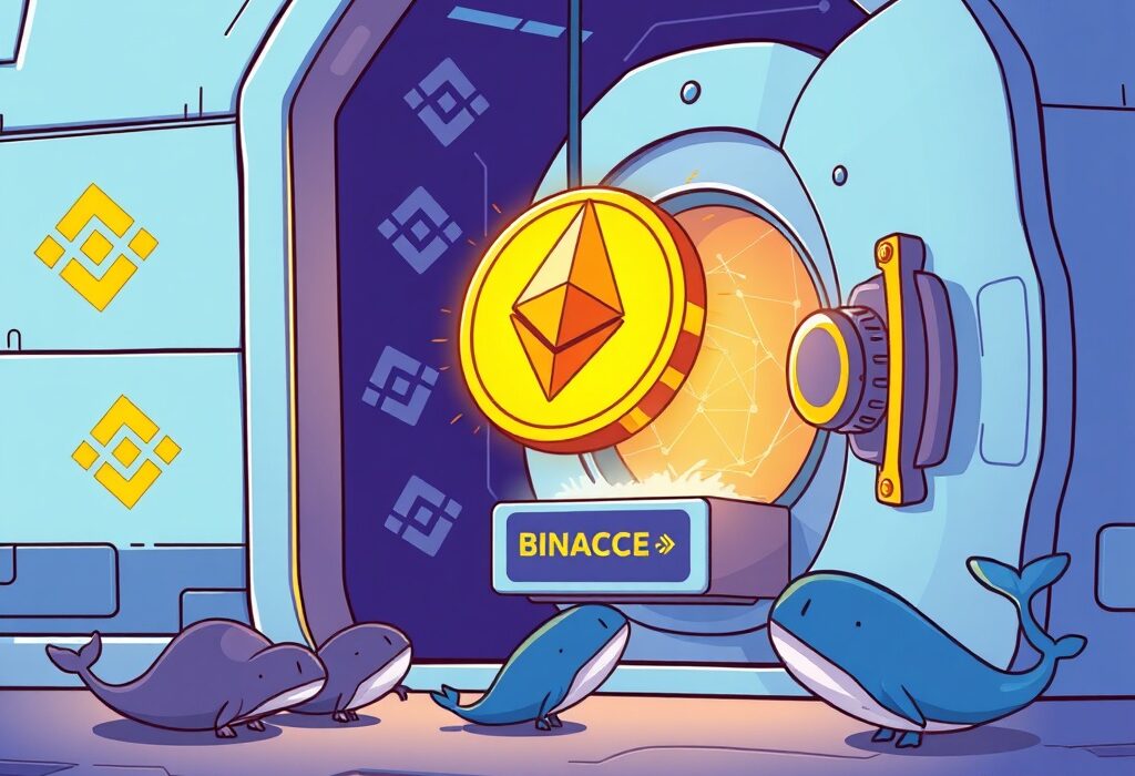 A cartoon illustration showing a large Ethereum transfer, symbolizing significant Ethereum staking activity and network growth.