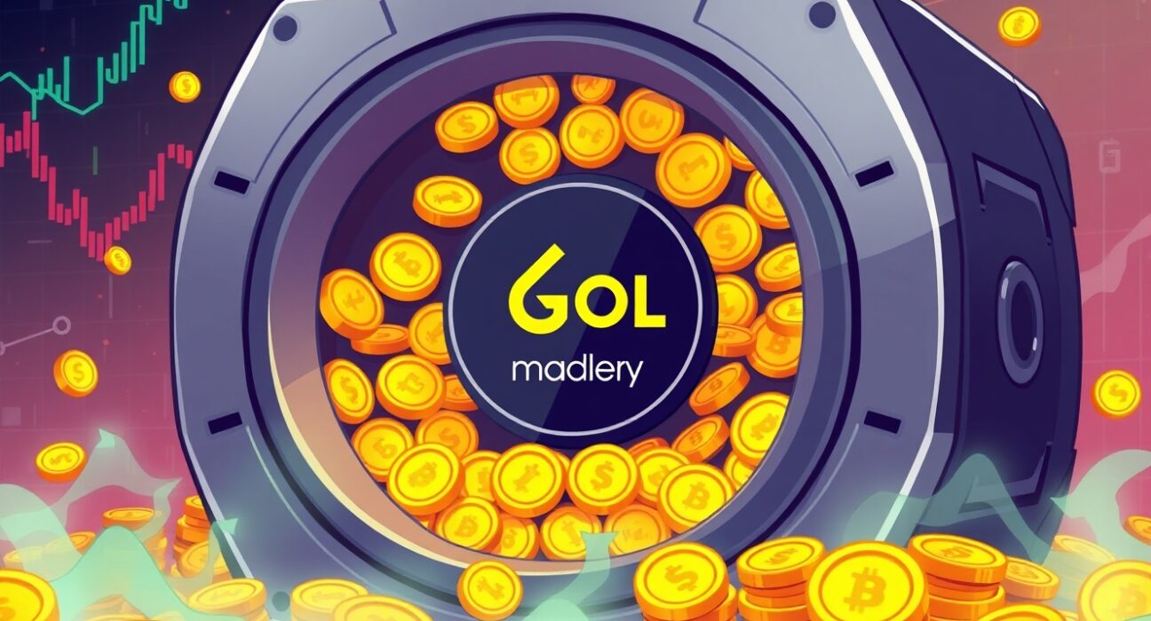 Cartoon illustration of a digital vault symbolizing massive Galaxy Digital SOL accumulation, reflecting significant institutional investment in Solana.