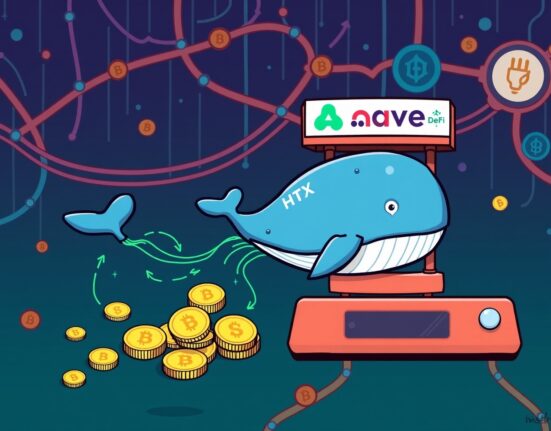 A cartoon whale making a massive USDT transfer between crypto platforms, illustrating significant blockchain activity.