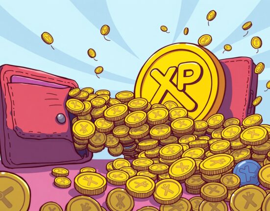 Cartoon illustrating a significant 300 million XRP transfer moving into Ripple's control, highlighting a major event in the crypto market.