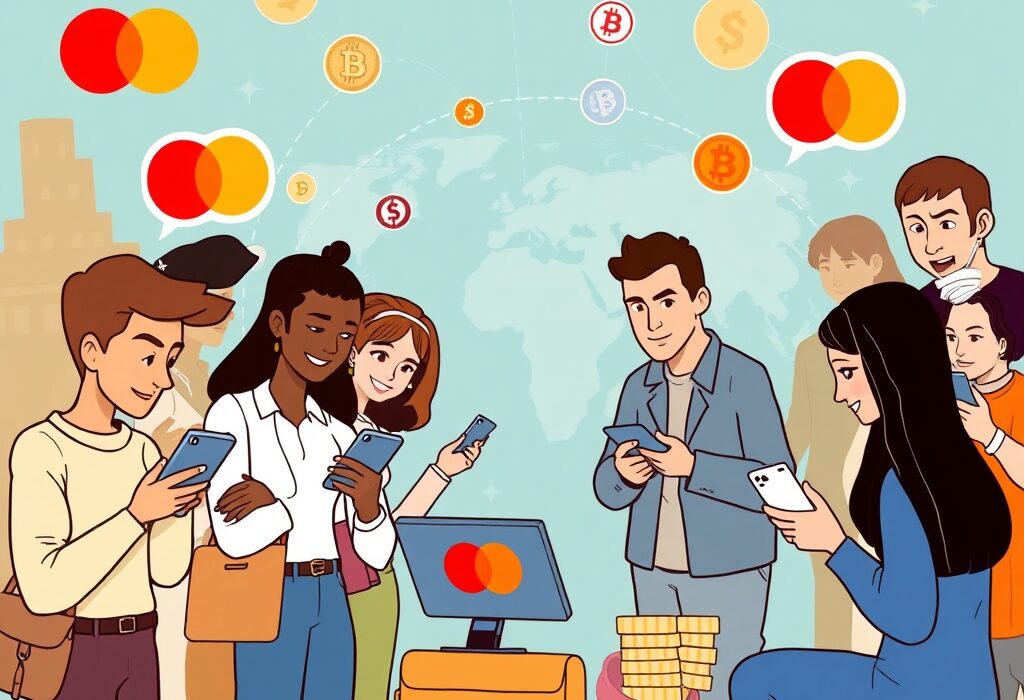 Mastercard crypto strategy: Illustrates seamless integration of digital payments and blockchain technology, emphasizing Mastercard's forward-thinking approach.