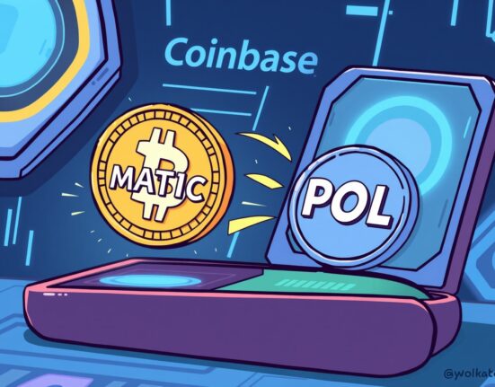 A visual representation of the MATIC to POL conversion, highlighting the seamless transition for Coinbase users.