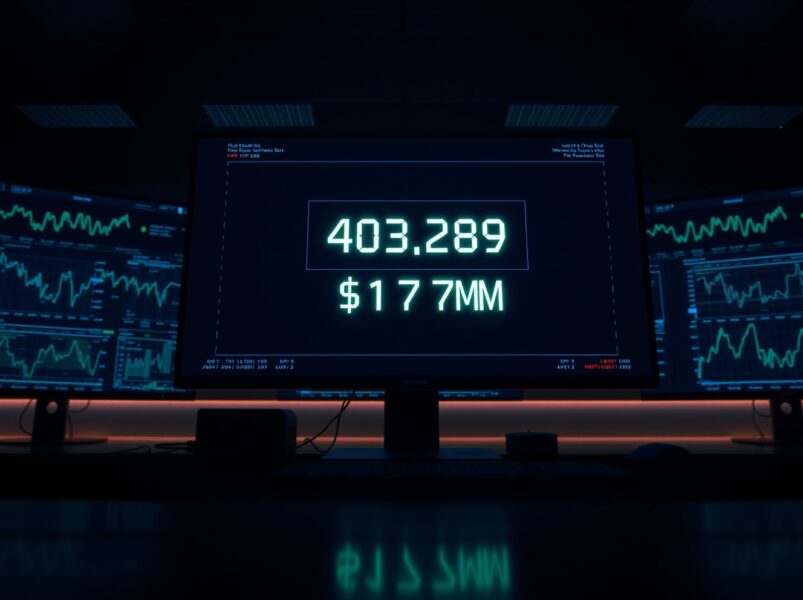 A dark trading desk with multiple monitors showing a large HYPE transaction of $17.4 million.