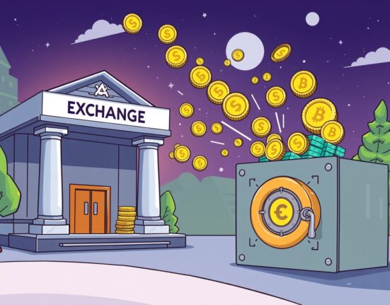 A cartoon showing a large digital transfer, symbolizing Maven 11 ENA withdrawal and significant crypto movements.