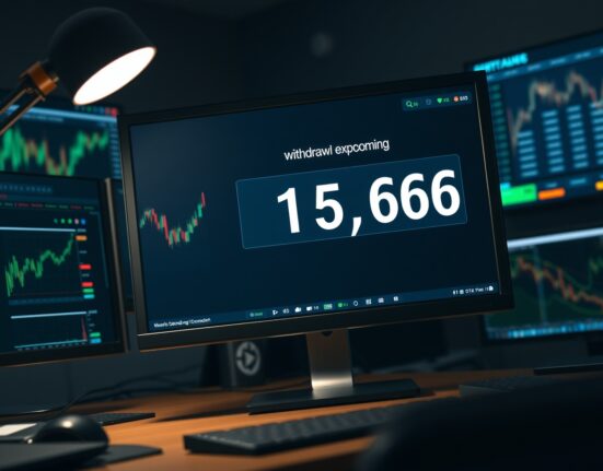 Cryptocurrency exchange interface showing a large withdrawal transaction on a monitor