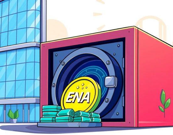 Illustration showing Mega Matrix's strategic integration of Ethena's ENA token into its digital treasury, symbolizing forward-thinking asset management.