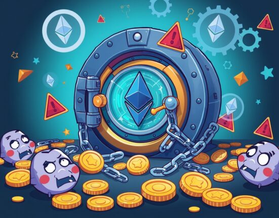 MegaETH fundraising technical failure showing broken digital vault with Ethereum symbols