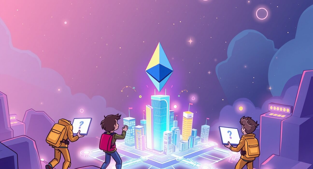 Cartoon illustration of developers deploying applications on the MegaETH mainnet beta Layer 2 platform