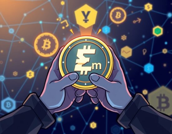 A cartoon image illustrating the secure launch of the MegaETH stablecoin, USDm, in partnership with Ethena, highlighting its impact on DeFi.