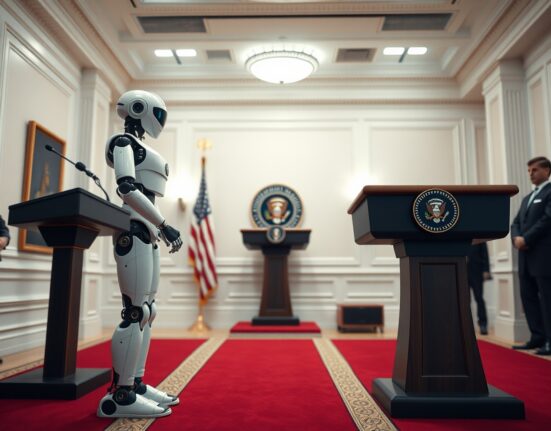 Melania Trump's humanoid robot for homeschooling unveiled at the White House.