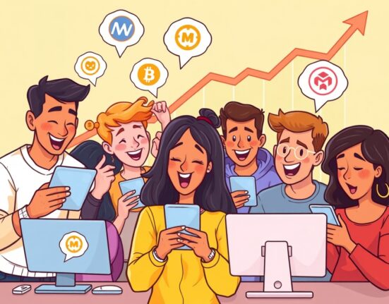 An illustration showing a remarkable surge in Google search interest for memecoins, reflecting current digital asset market trends.