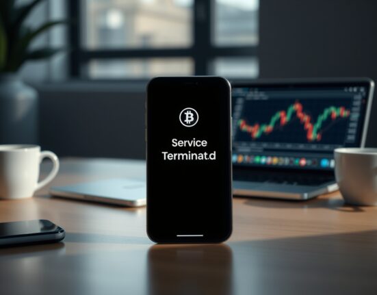 Smartphone displaying a service termination notice for the Zap memecoin app