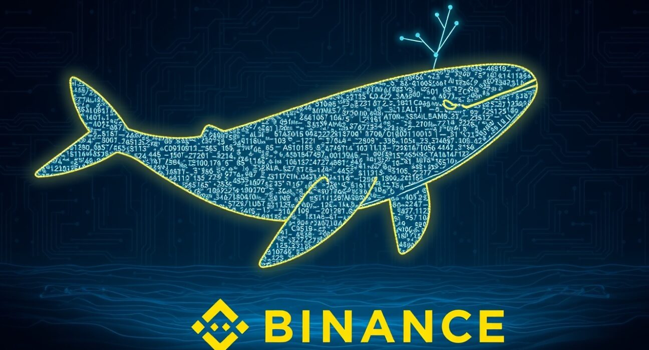 A crypto whale's large withdrawal of a CZ memoir-themed memecoin from Binance exchange, represented artistically.