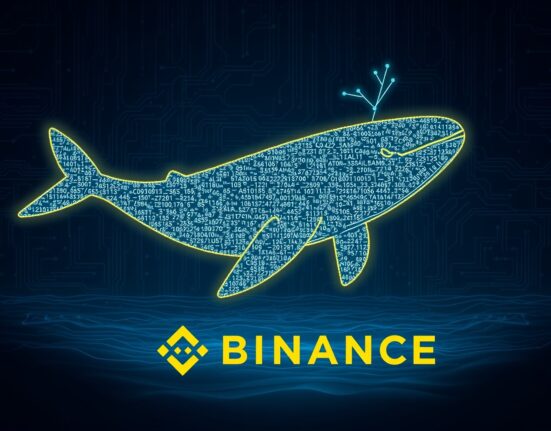 A crypto whale's large withdrawal of a CZ memoir-themed memecoin from Binance exchange, represented artistically.