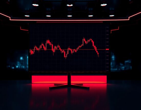 Cryptocurrency price chart showing a sharp red decline, representing the M token crash.