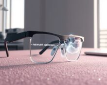 Memories.ai visual memory technology for AI wearables and robotics, represented by smart glasses and data streams.
