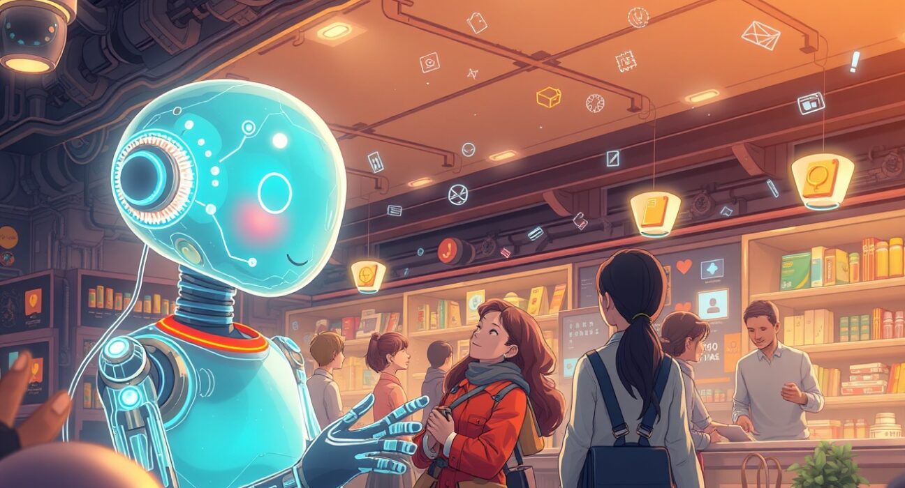 Meta's AI assistant facilitating personalized agentic commerce in a digital marketplace.