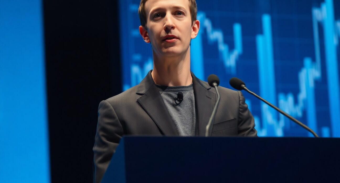 Mark Zuckerberg speaking at a Meta event, detailing the company's enterprise AI strategy.