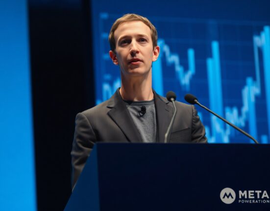 Mark Zuckerberg speaking at a Meta event, detailing the company's enterprise AI strategy.