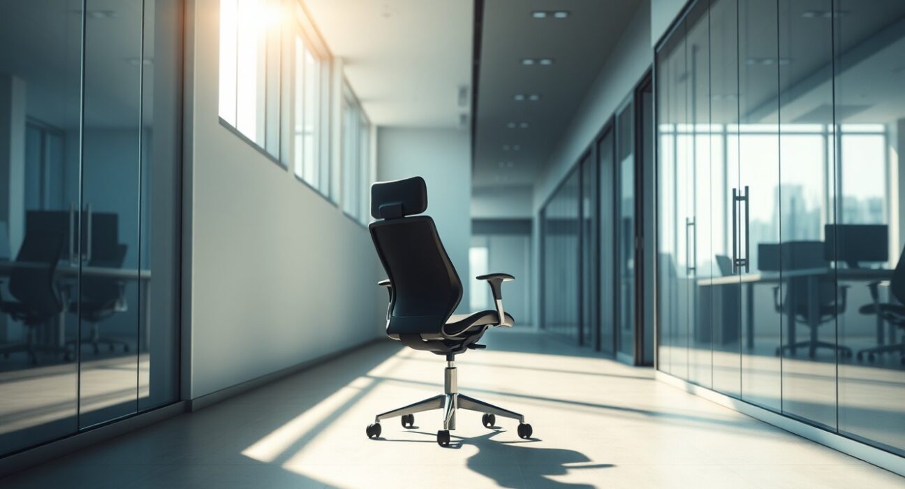 Empty office chair symbolizing potential Meta layoffs affecting 20% of workforce for AI funding.