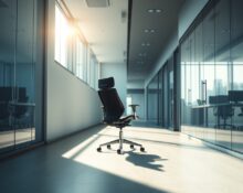 Empty office chair symbolizing potential Meta layoffs affecting 20% of workforce for AI funding.