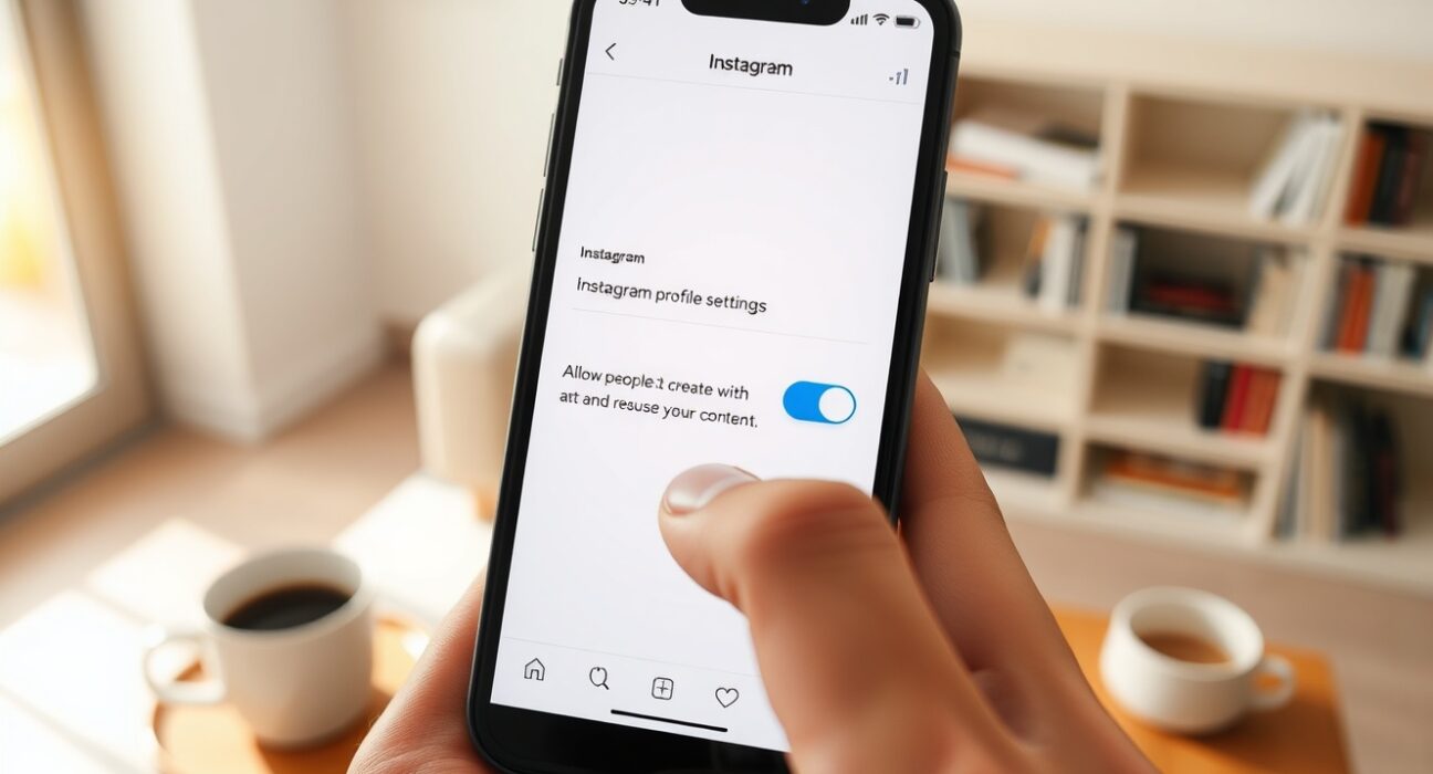 Smartphone showing Instagram settings to opt out of Meta's AI image generator
