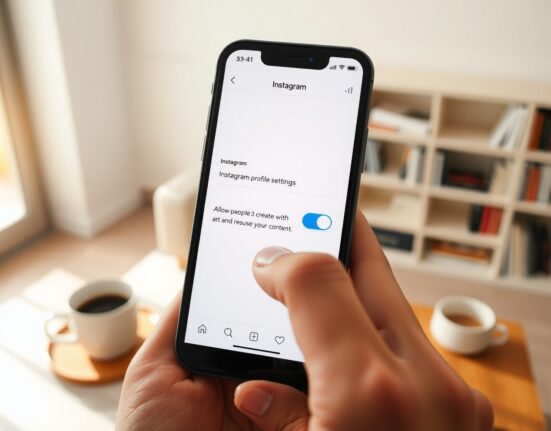 Smartphone showing Instagram settings to opt out of Meta's AI image generator