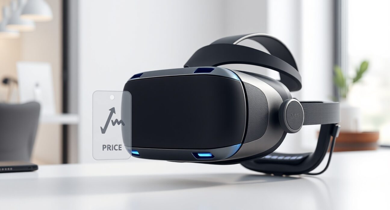 Meta Quest 3 VR headset with price increase indicator due to RAM shortage affecting consumer electronics.