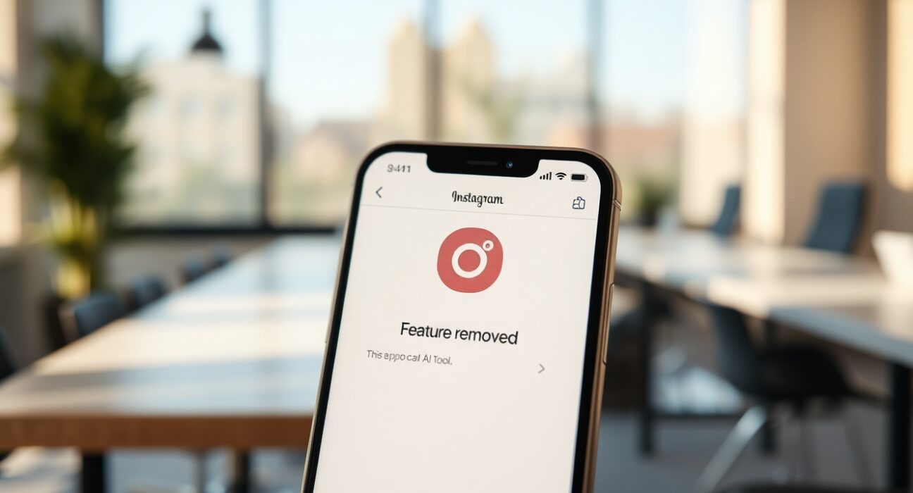 Smartphone displaying Instagram app with AI feature removal notification, representing Meta's decision to axe the tool.