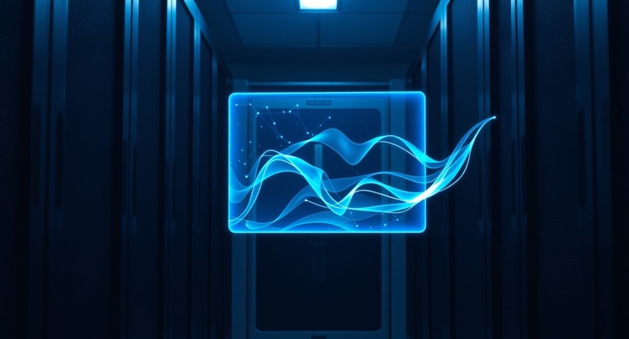 A rogue AI agent security breach at Meta exposing sensitive data streams in a server environment.