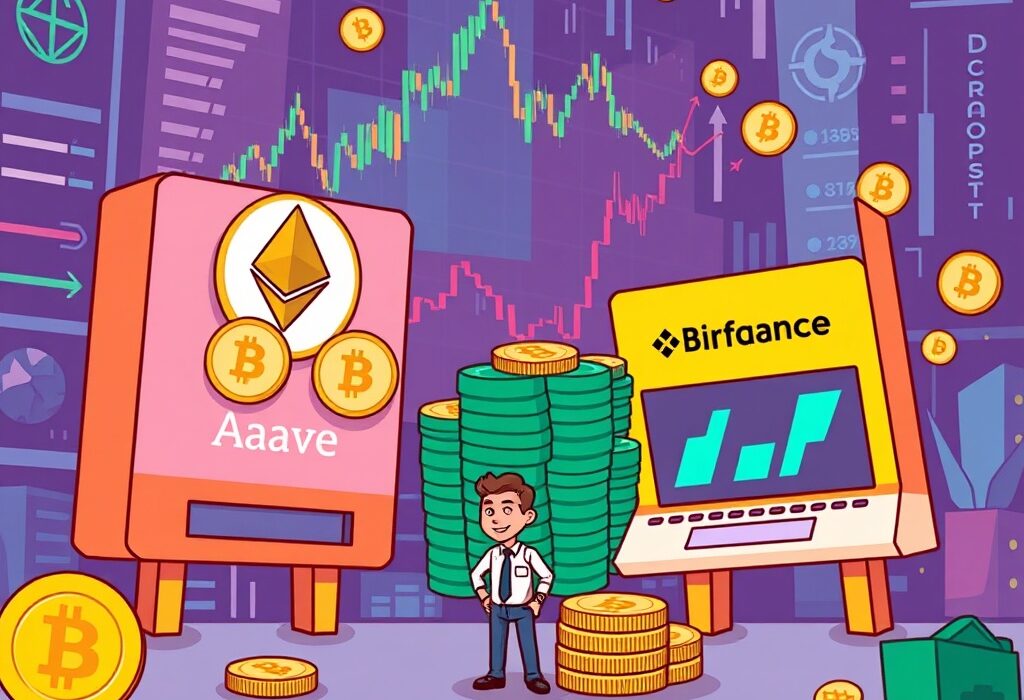 Cartoon showing a significant Metalpha ETH transfer from Aave to Binance, highlighting large crypto asset movement.