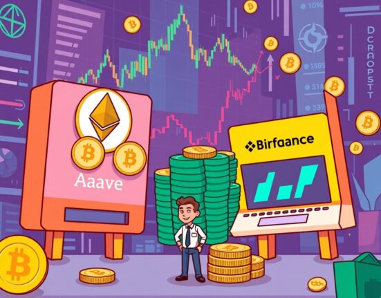 Cartoon showing a significant Metalpha ETH transfer from Aave to Binance, highlighting large crypto asset movement.