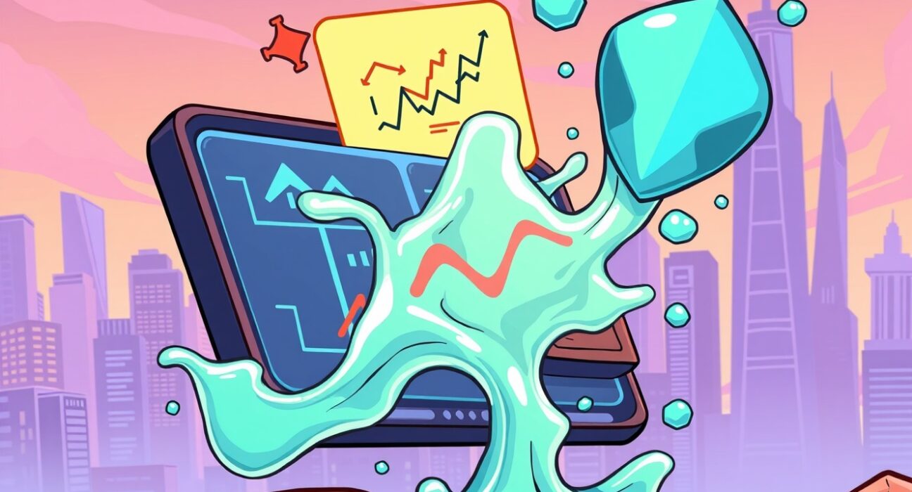 Cartoon illustration showing MetaMask perpetual futures trading integration with Hyperliquid, symbolizing advanced financial opportunities within a digital wallet.