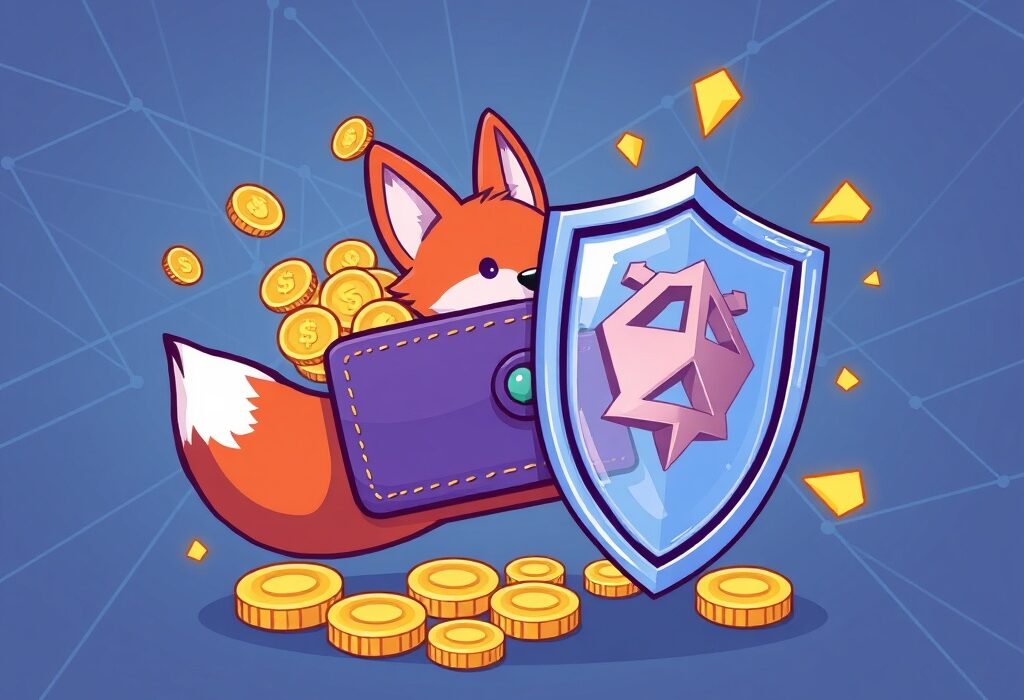 A secure digital wallet receiving MetaMask ZK-proof rewards, illustrating the benefits of on-chain crypto rewards for users.