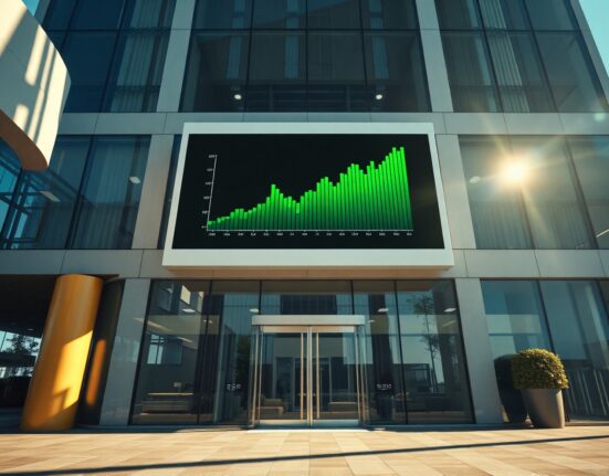 Metaplanet corporate office lobby in Tokyo with Bitcoin price chart on digital display