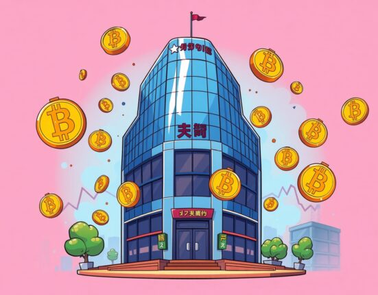 Corporate Bitcoin gains strategy illustrated through vibrant cryptocurrency investment visualization