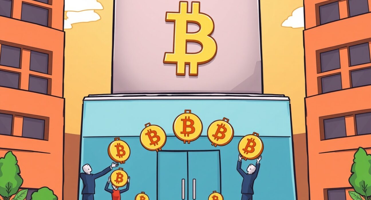 Cartoon illustrating Metaplanet's strategic Metaplanet share buyback to maximize Bitcoin returns and optimize their treasury assets.