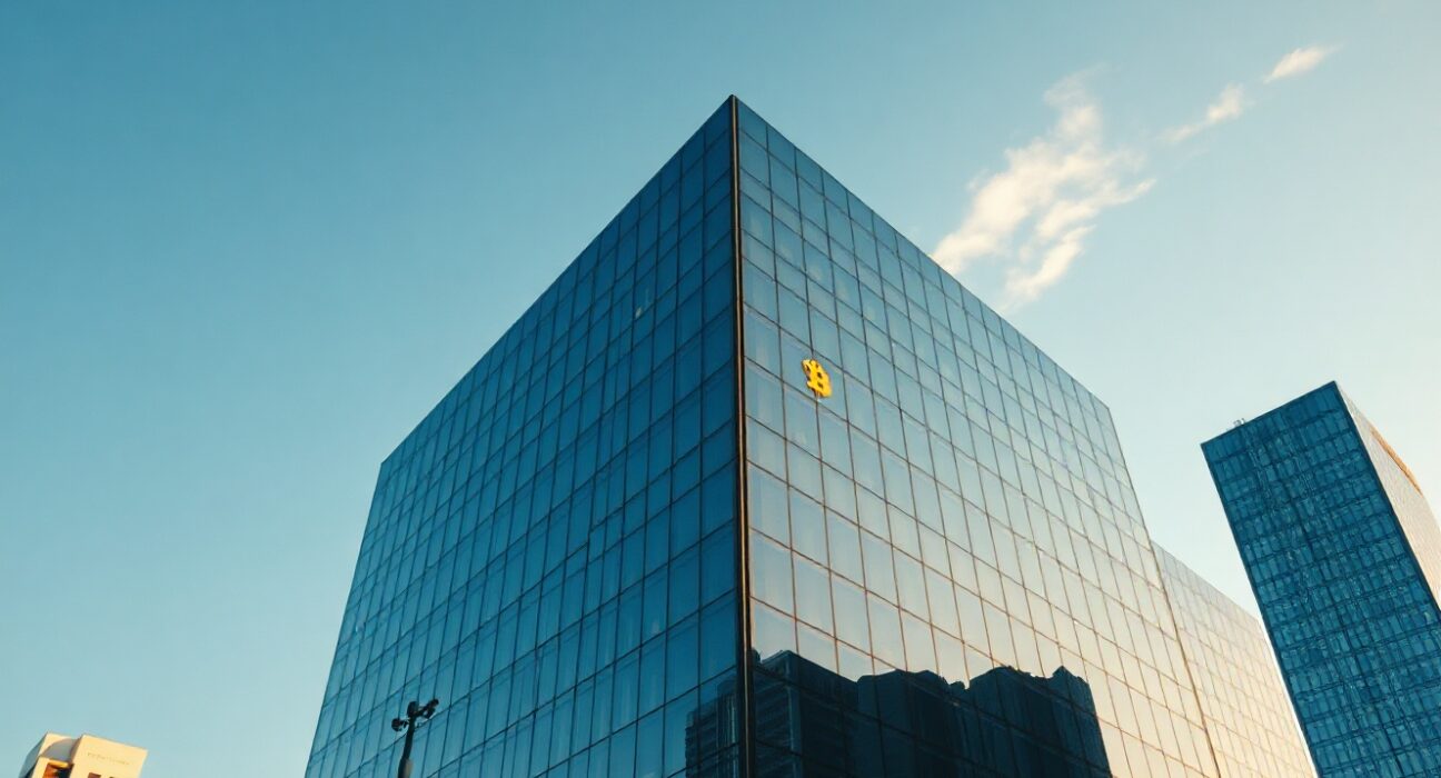Modern corporate office building in Tokyo representing Metaplanet headquarters