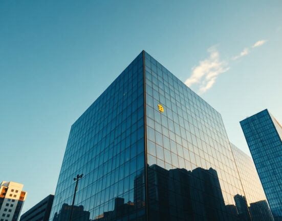 Modern corporate office building in Tokyo representing Metaplanet headquarters