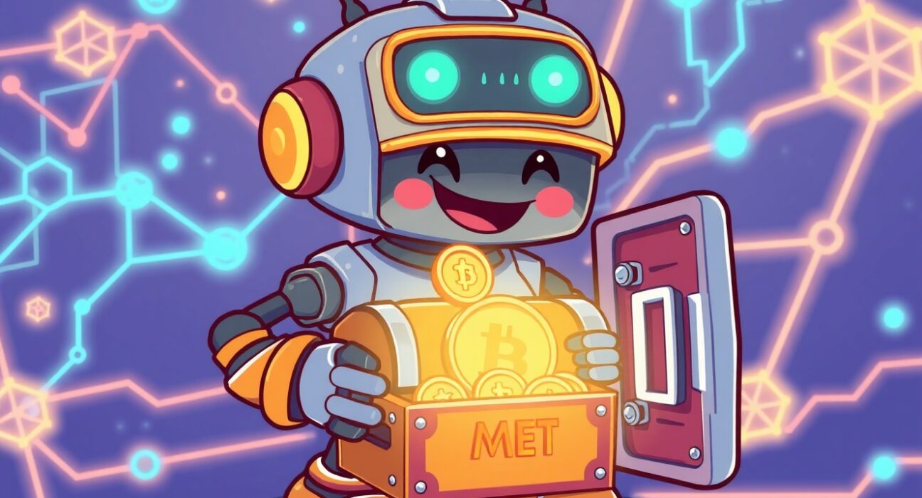 Cartoon illustration of the Meteora token buyback as a confident investment into the project's future.